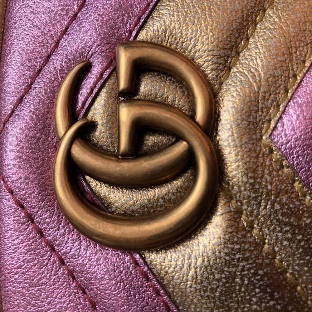 Gucci GG Metallic Matelasse Marmont Belt Bag NEW W DUST BAG - Picture 2 of 16